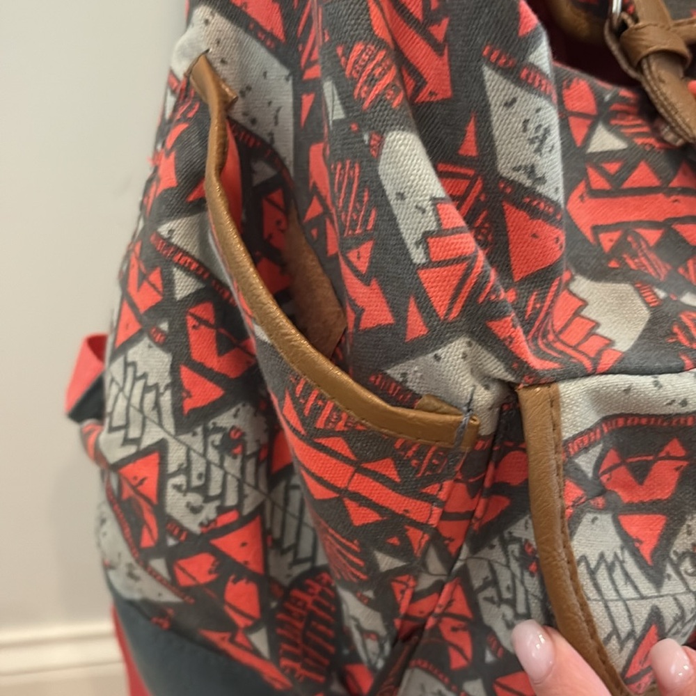 Geometric Pattern Backpack With Buckle Straps - image 3